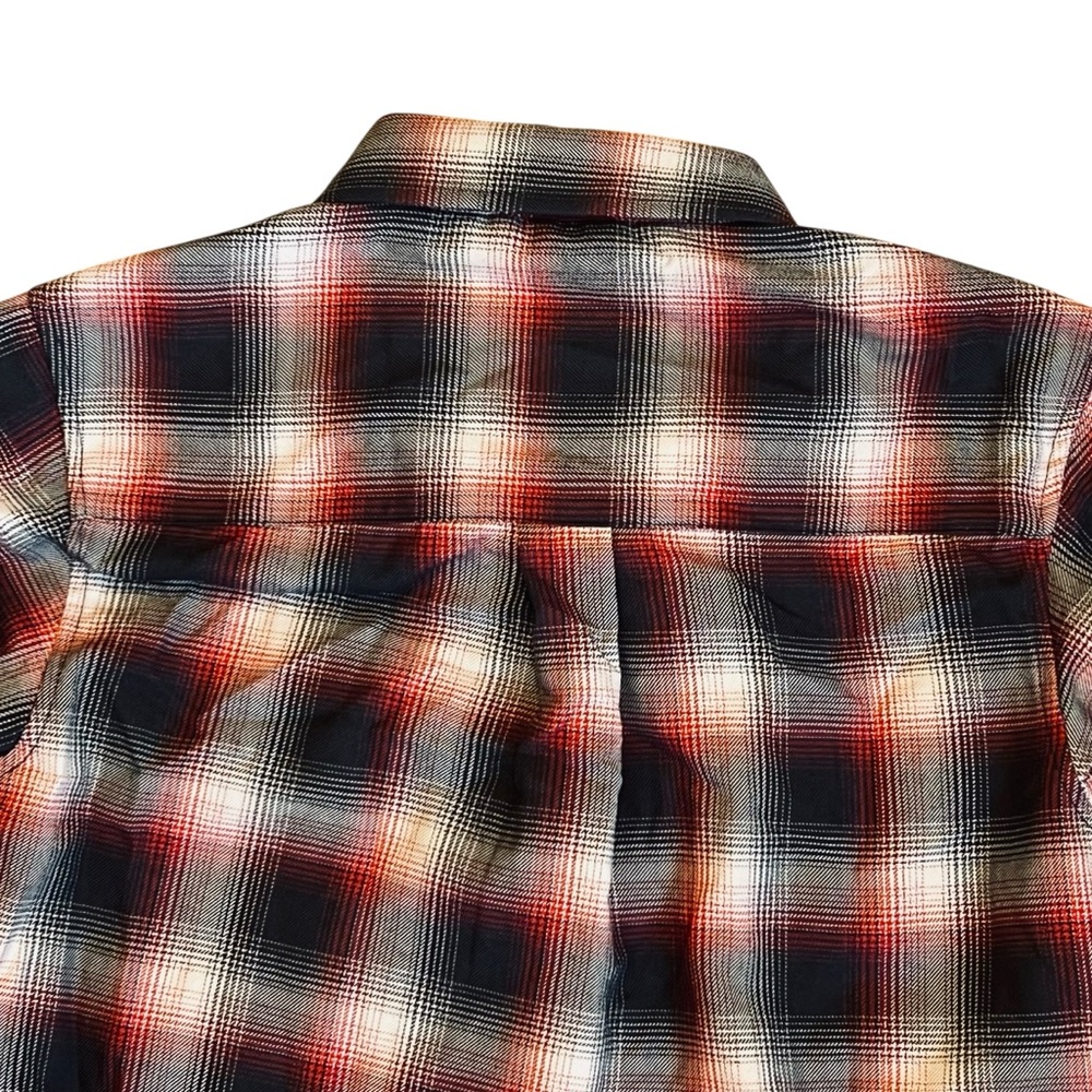 Dixxon Women’s Sz M Red Black Plaid Flannel Button Front Shirt Equalizer Casual - Picture 8 of 14